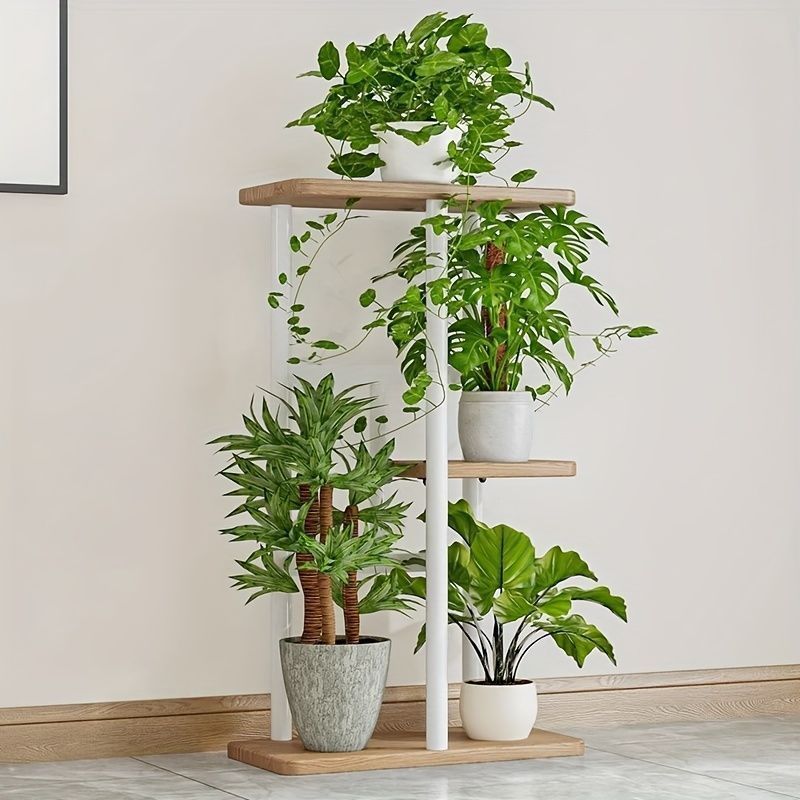 新品未使用プランター ラック 3段 北欧 おしゃれ かわいい コンパクト フラワー スタンド 多肉植物 観葉植物 室内 防錆 ガーデニング ホワイト 4-7