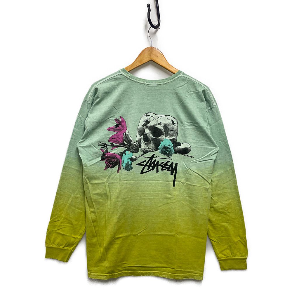 STUSSY ステューシー BEAUTY AND THE BEAST グラデーション 加工 ロング 長袖Ｔシャツ グリーン系 サイズL 正規品 /  B4361