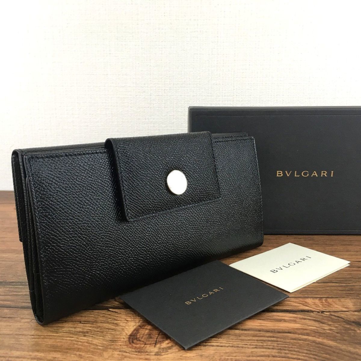 小物未使用品 BVLGARI Wホック財布 ブラック レザー 箱付き 83