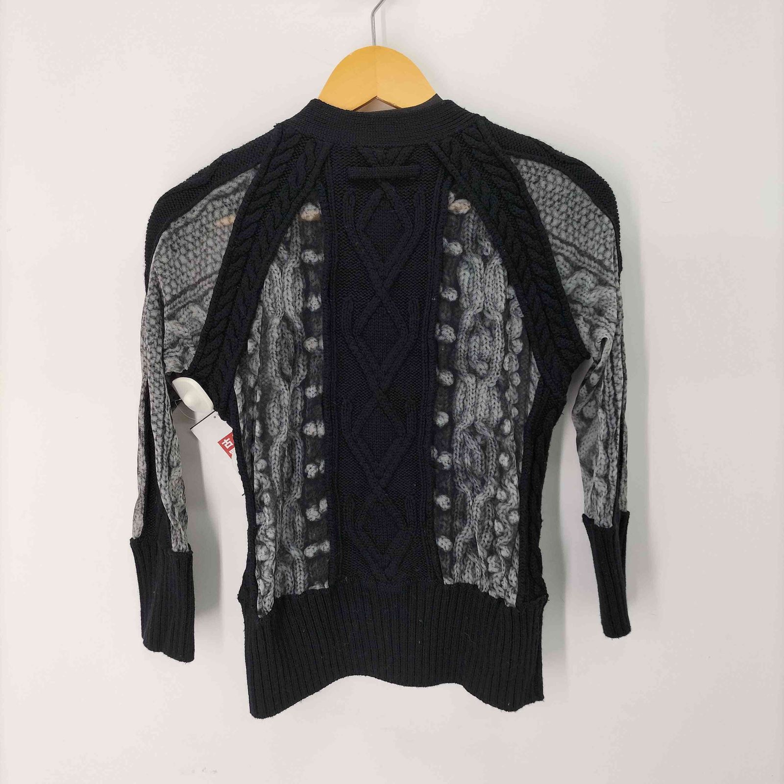ジャンポールゴルチエフェム Jean Paul GAULTIER FEMME 切替 転写 パワーネット ケーブルニットカーディガン レディース 40