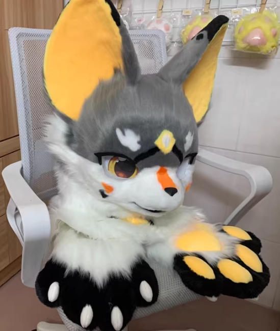 ファースーツ 着ぐるみセット NO.250 キツネ グレー 灰色 ケモノ ファースーツ 全頭ヘッド ぬいぐるみ コスプレ コスチューム 一点物