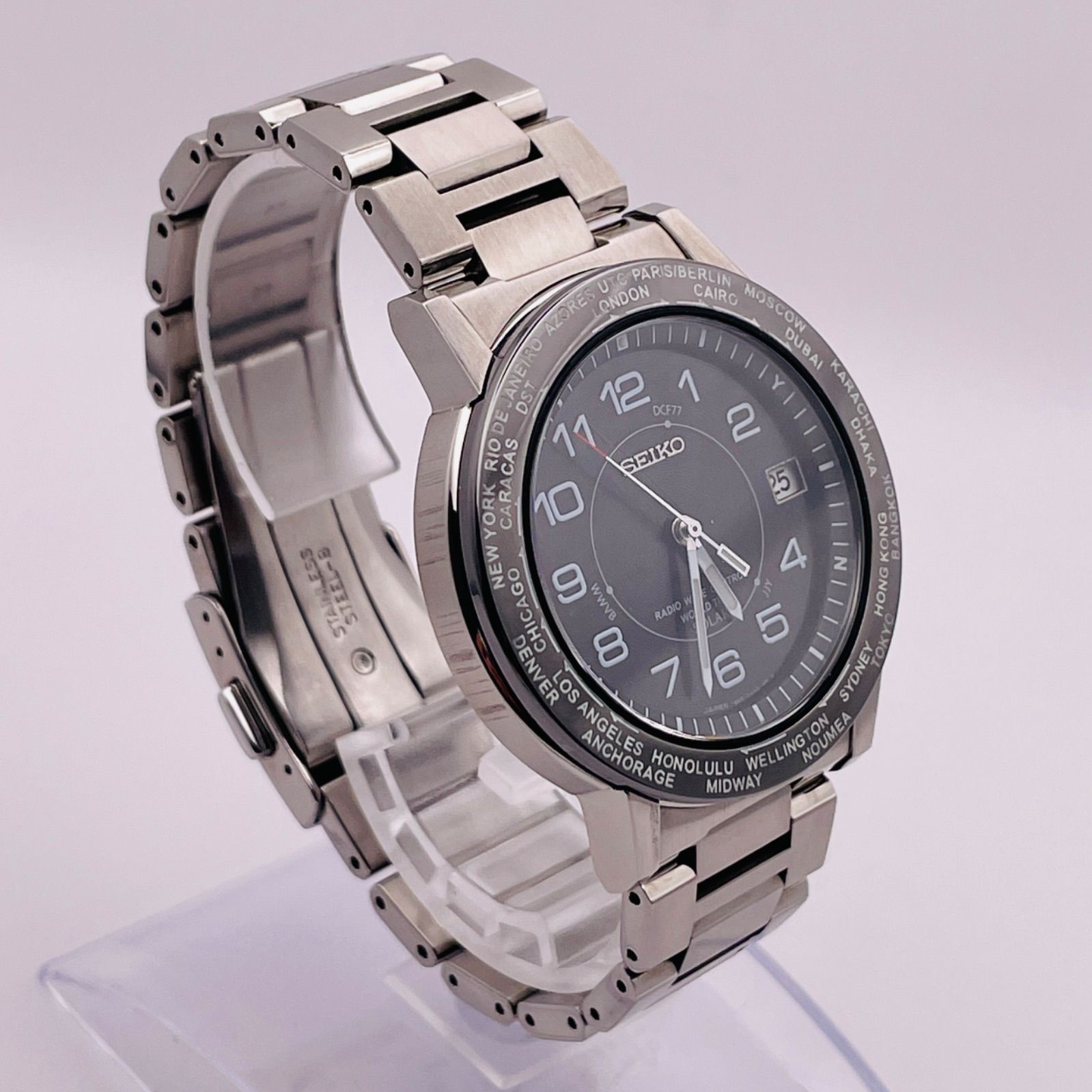 稼働 良品 SEIKO ソーラー電波 セイコー 電波時計 メンズ腕時計