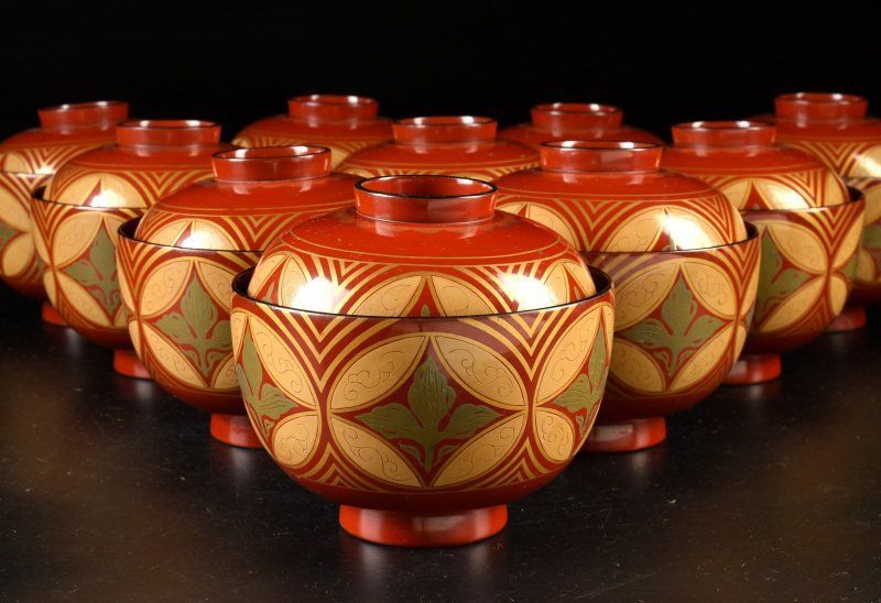 時代 蒔絵 漆器 図変 十客 懐石 吸物椀 煮物碗 美品(LC604) 時代 蒔絵 漆器 図変 十客 懐石 吸物椀 煮物碗 美品(LC604)