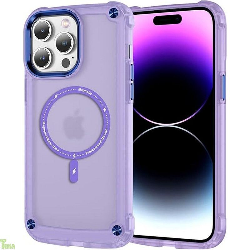 品質保証，格安 Kuoyida iPhone15 Proケース耐衝撃 いphone15proスマホカバー マグネット搭載強力な磁力 四角気嚢 半透明 ワイヤレス充電 滑り止め ストラップホール付き 15proマグセーフ ケース・スマホケース iPhone その他