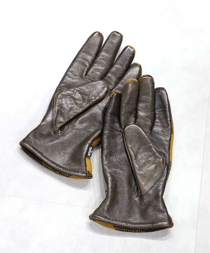 バッファローチェックレザー切替グローブ手袋