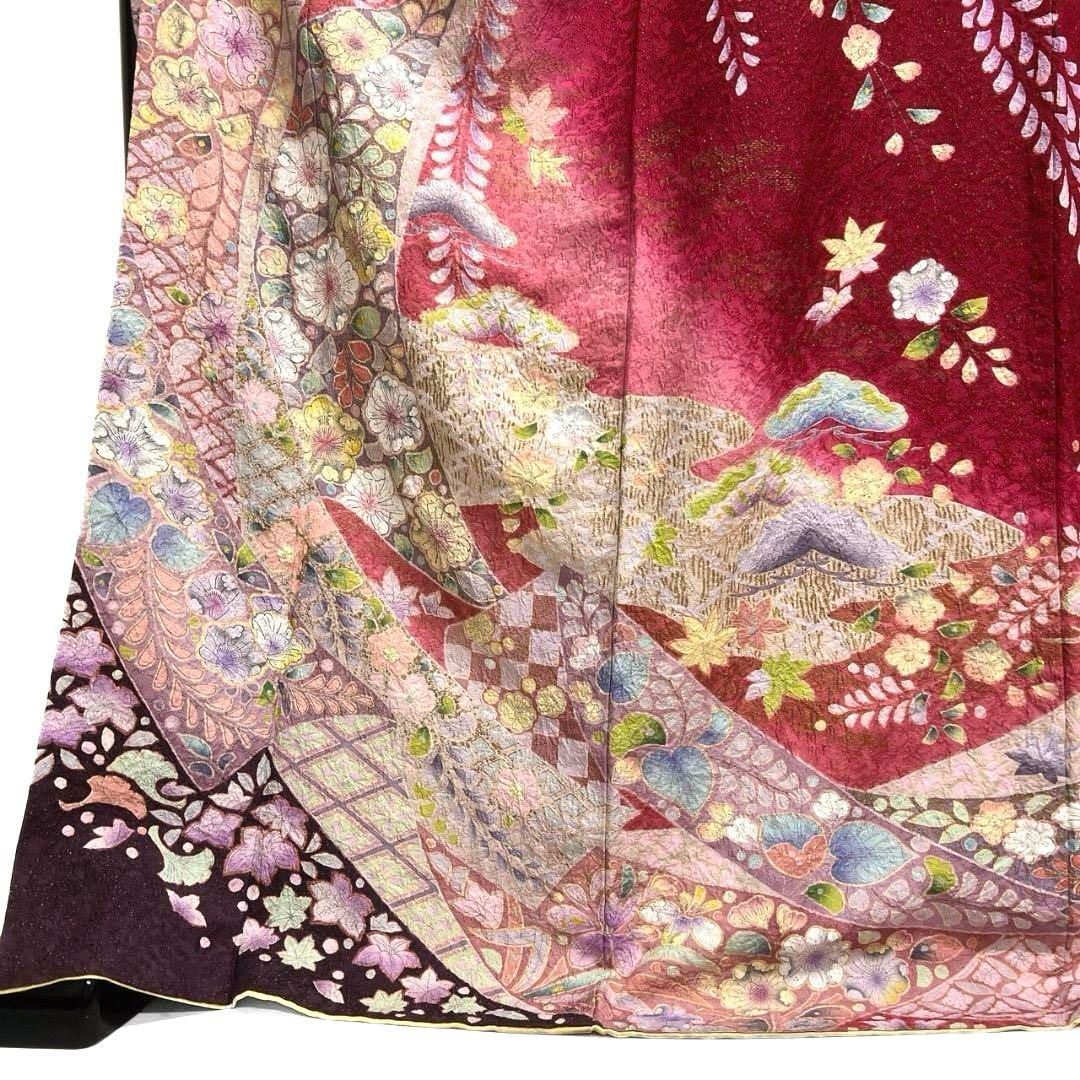 辻ヶ花 ぼかし 藤 七宝 付け下げ 着物 114a p
