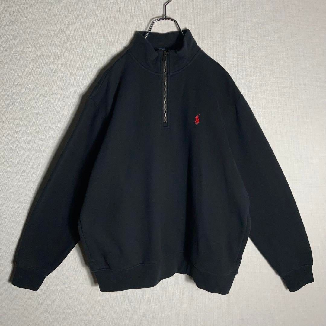 Ralph Lauren ハーフジップ　ブラック　刺繍ロゴ　XL 極美品 RALPH LAUREN ハーフジップスウェット 刺繍ロゴ 黒 L - メルカリ