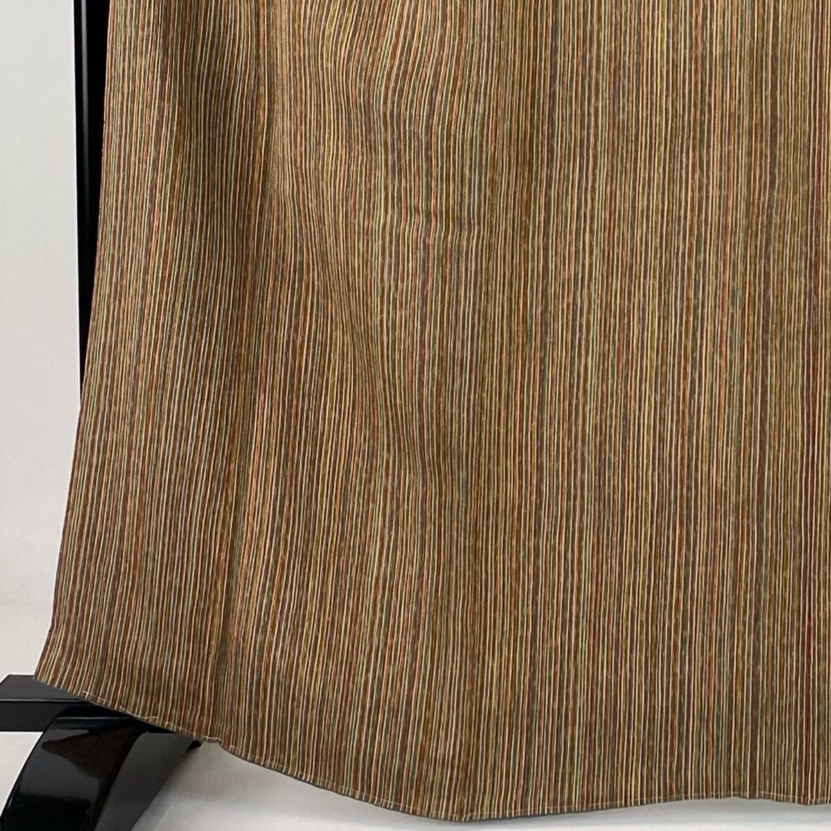 小紋 身丈163.5cm 裄丈62.5cm S 袷 縞 縮緬 茶色 正絹 秀品