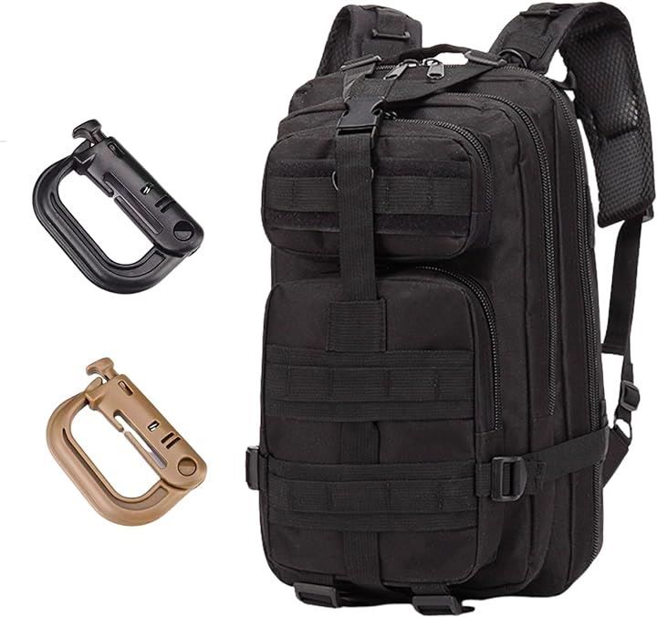 W&C Mountaineering Rucksack Tactical Military Backpack 30Molle System Military Camping Survival Game Compact Wear Resistant Durable Assault Outdoor Disaster Prevention Bag (Black, L)