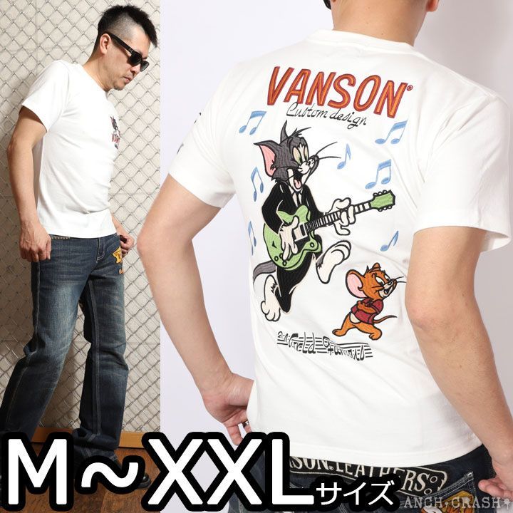 VANSON トムとジェリー コラボ 半袖Tシャツ TJV-2313 オフホワイト