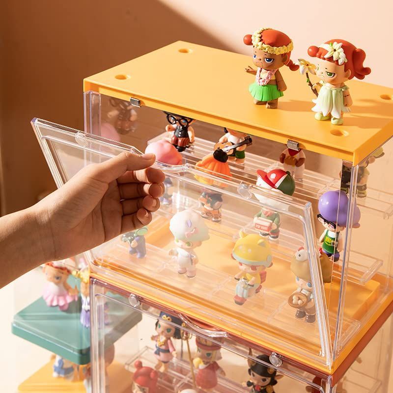 ピンク アクリルケース フィギュアケース コレクションケース ディスプレイケース アクリル製 小物収納箱 大容量 棚つき 磁気ドア 耐用 防水防塵  積み重ねできる - メルカリ