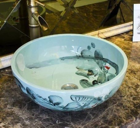  陶器台上盆単盆復古円形手洗い器洗面所洗面器芸術洗面器家庭用 ZYP 32数量 価格 バスグッズ バス 洗面所用品