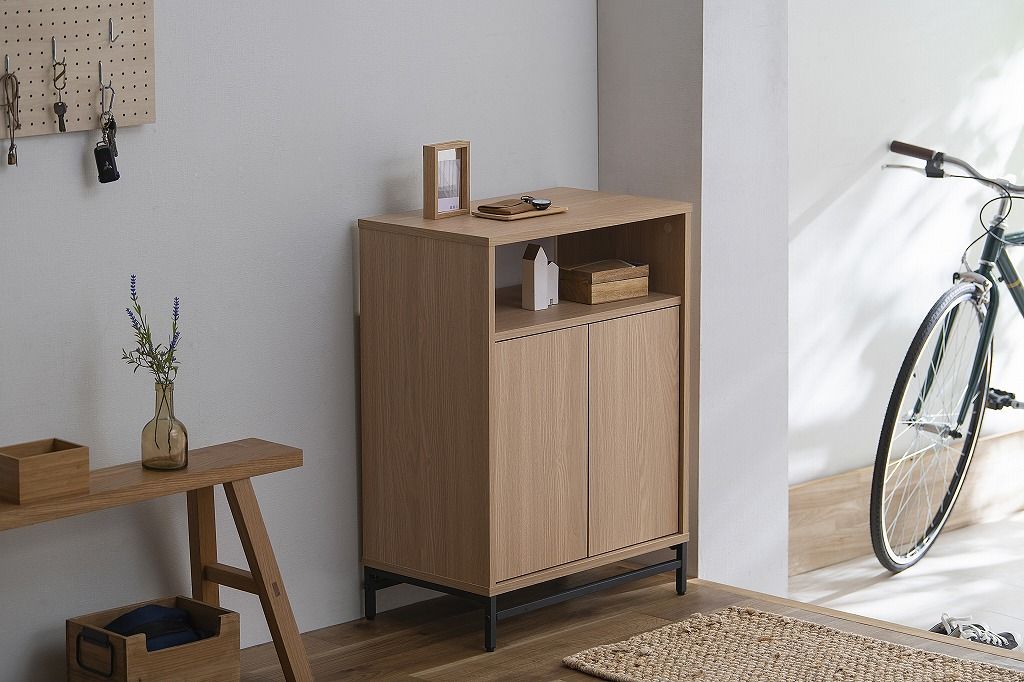 アイリスオーヤマ ユニットキャビネット 幅約59×奥行約35.1×高さ約81.2cm オープン収納 プッシュオープン収納 可動棚 ナチュラル ブラック UTC-590W IRIS OHYAMA MARWIL-DEMENAGEMENTS_CH