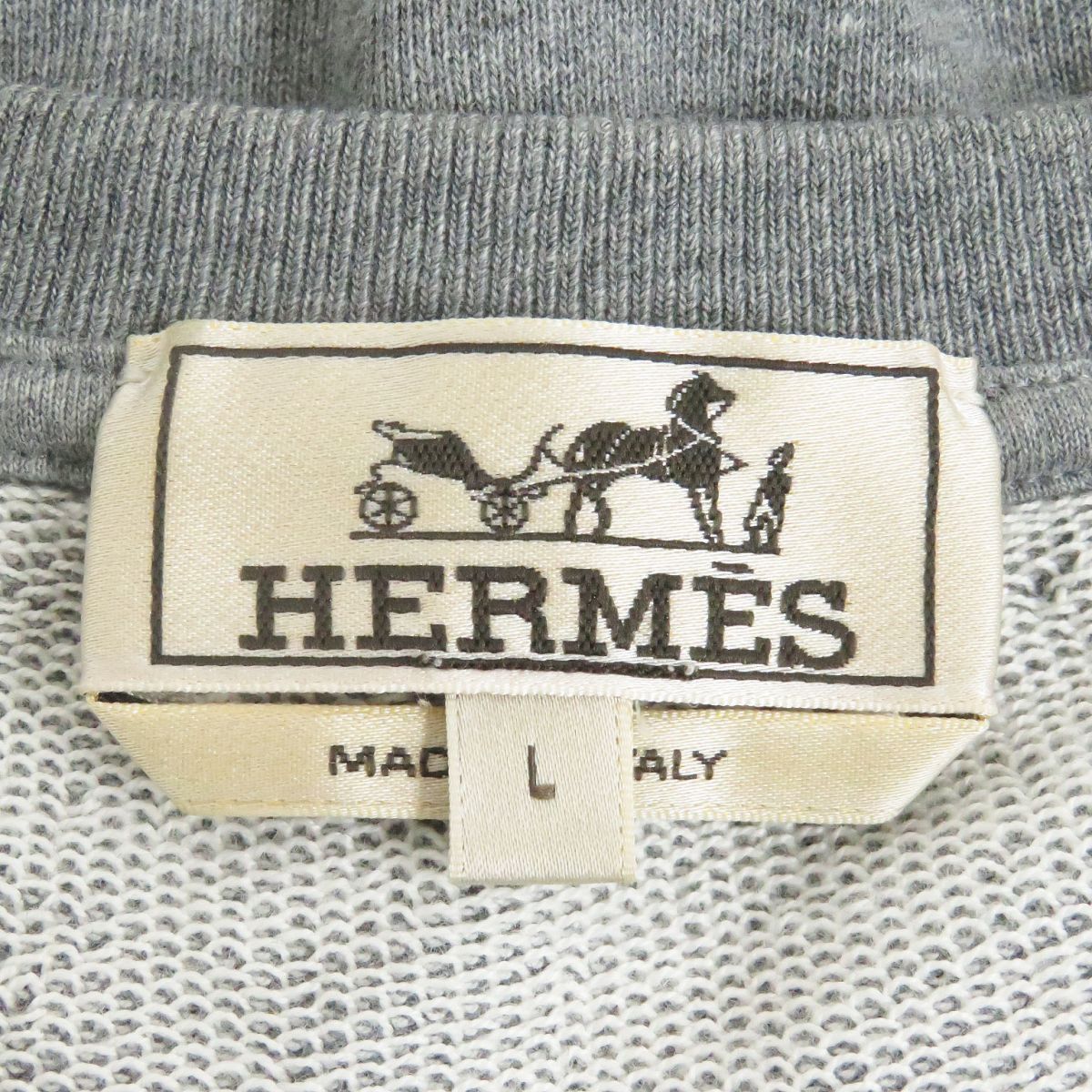 美品□HERMES/エルメス 金具/ビット レザーパッチ コットン クルー