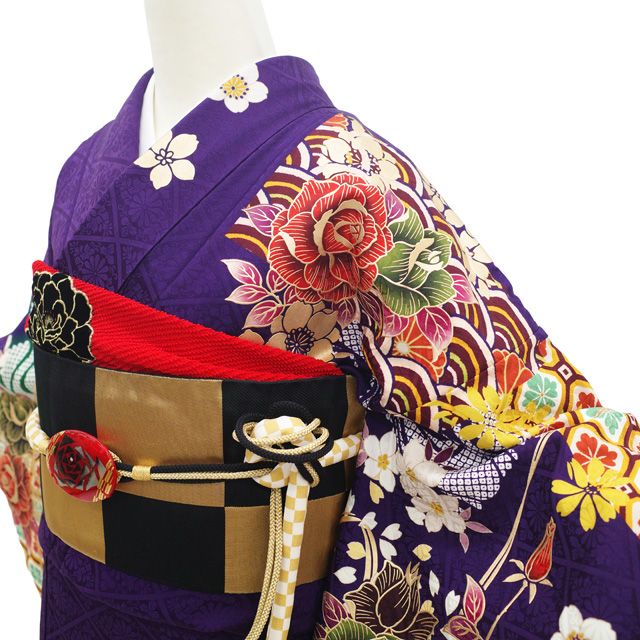 中古】 振袖 着物 リサイクル 正絹 成人式 フォーマル 金彩加工 刺繍