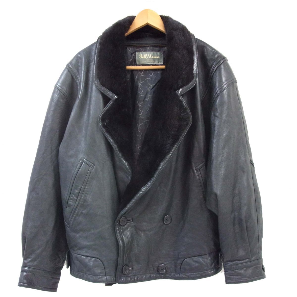 E6276◾️ベルマキシム　リアルミンク×ラムレザー　ジャケット ◇BellMaxim FOR MEN 衿ミンク本毛皮 ラムレザー ジャケット