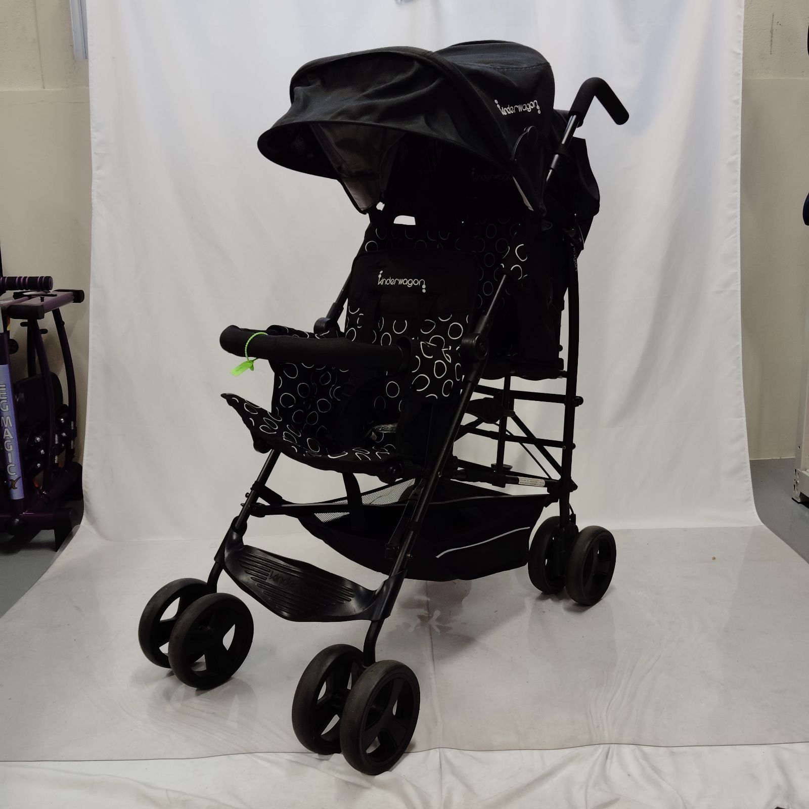 大人気 日本育児 kinderwagon DUOシティHOP 2人乗りベビーカー ブラック 黒