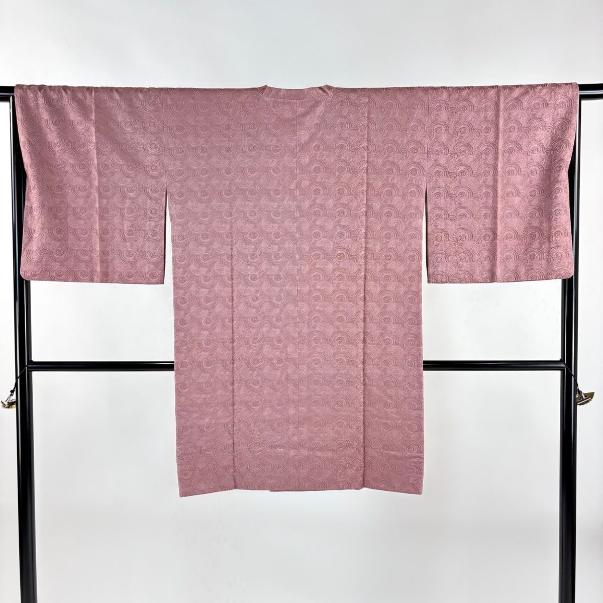 道行 身丈96cm 裄丈65cm M 和装コート 角衿 幾何学 薄小豆 正絹 秀品