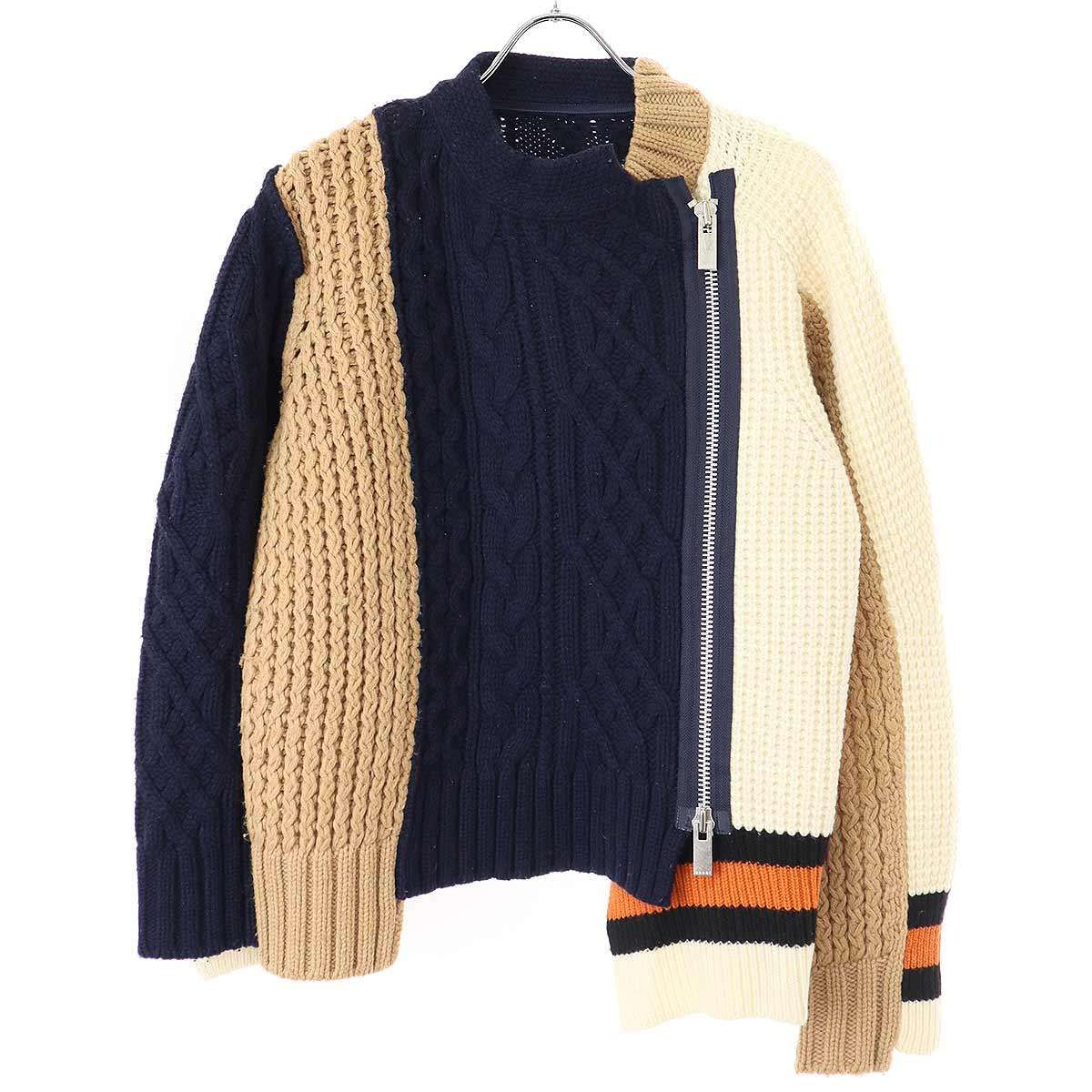 sacai サカイ 18AW Asymmetry Knit ニットジャケット 18-04025 
