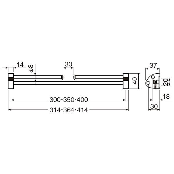 【新品・7営業日以内発送】シロクマ NH-2/350MM 金 マンボウ二段掛棒 NH－2 350mm 金 NH2350MM金【沖縄離島販売】