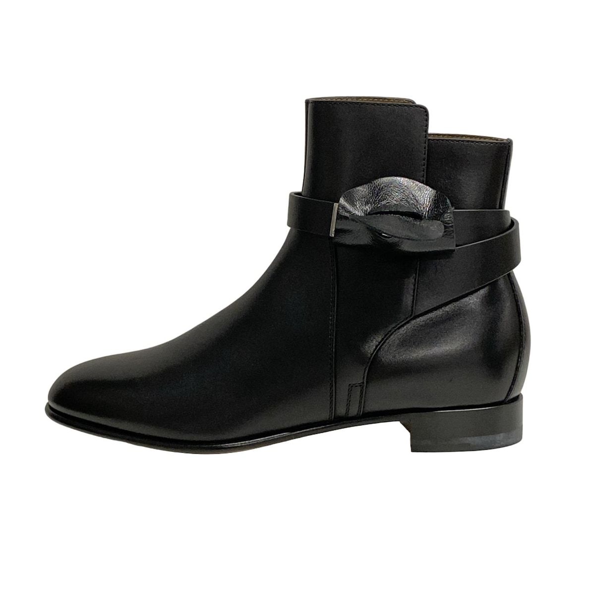 HERMES エルメス ショートブーツ 35 1|2 レディース ネオ 162133Z 黒 シルバー金具|ケリー金具 レザー