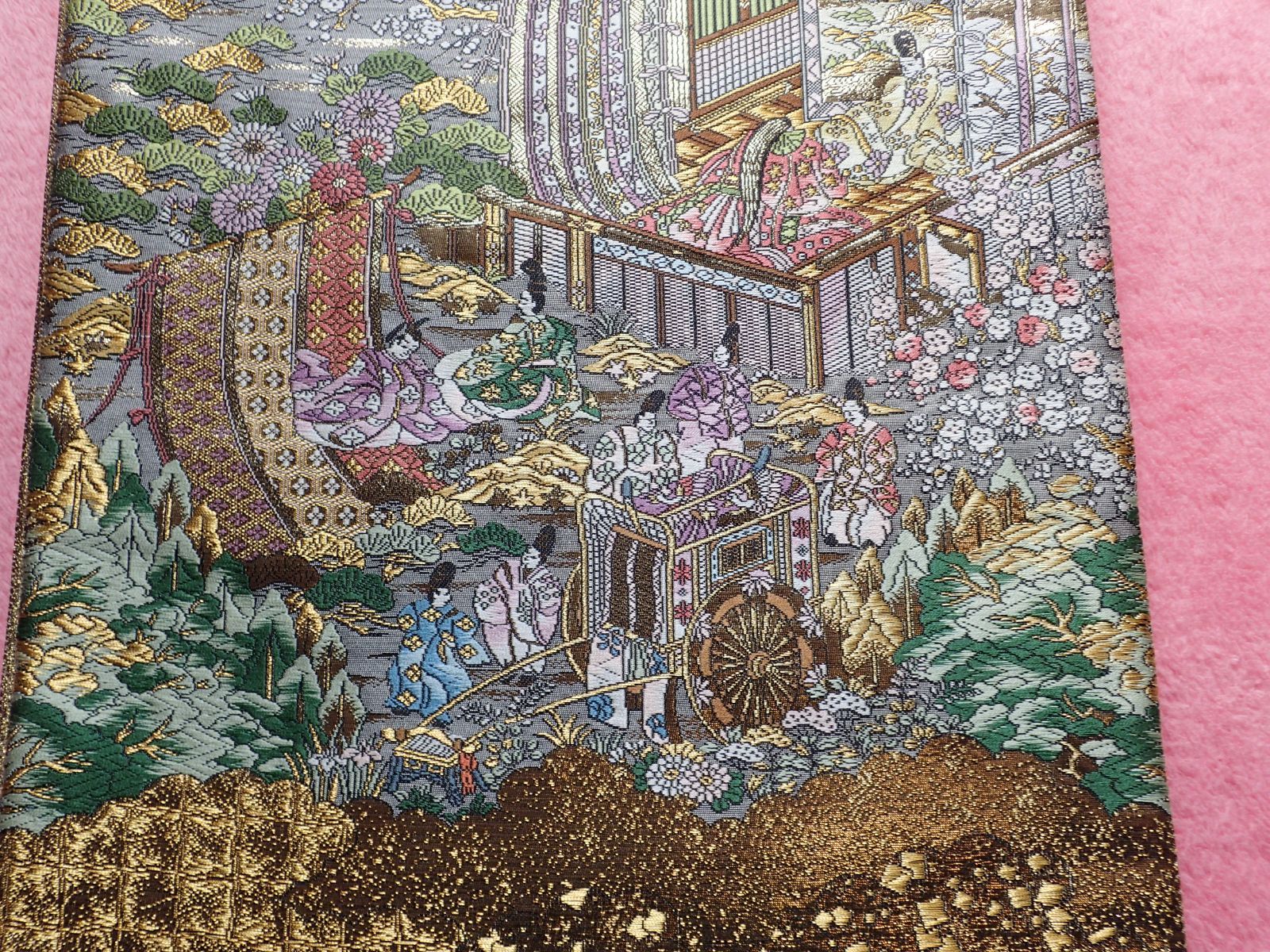 正絹 袋帯 建都壱建都一千二百年記念 全通総柄本金錦 京洛時代祭還幸