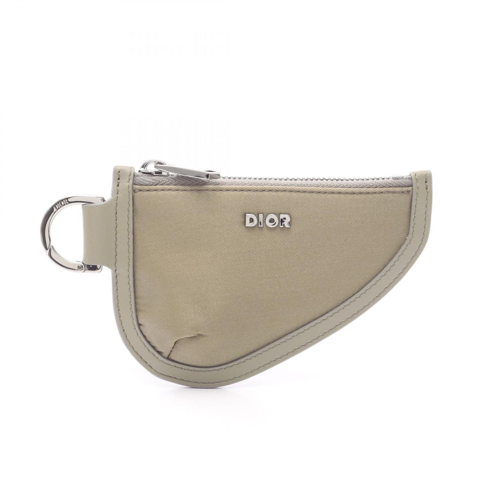 クリスチャンディオール Christian Dior コインケース サドル カーキ ナイロン レザー コインケース レディース Used A