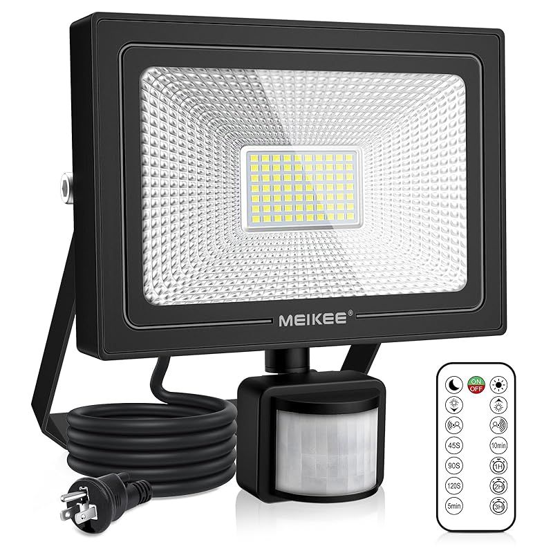 MEIKEE 昇級版 ledセンサーライト 屋外 人感センサーライト 60W【超爆光 リモコン操作 常時点灯機能】6000LM 昼白色6500K IP66防水 夜間センサーモード/24Hセンサーモード 無段階調光 折りたたみ式3