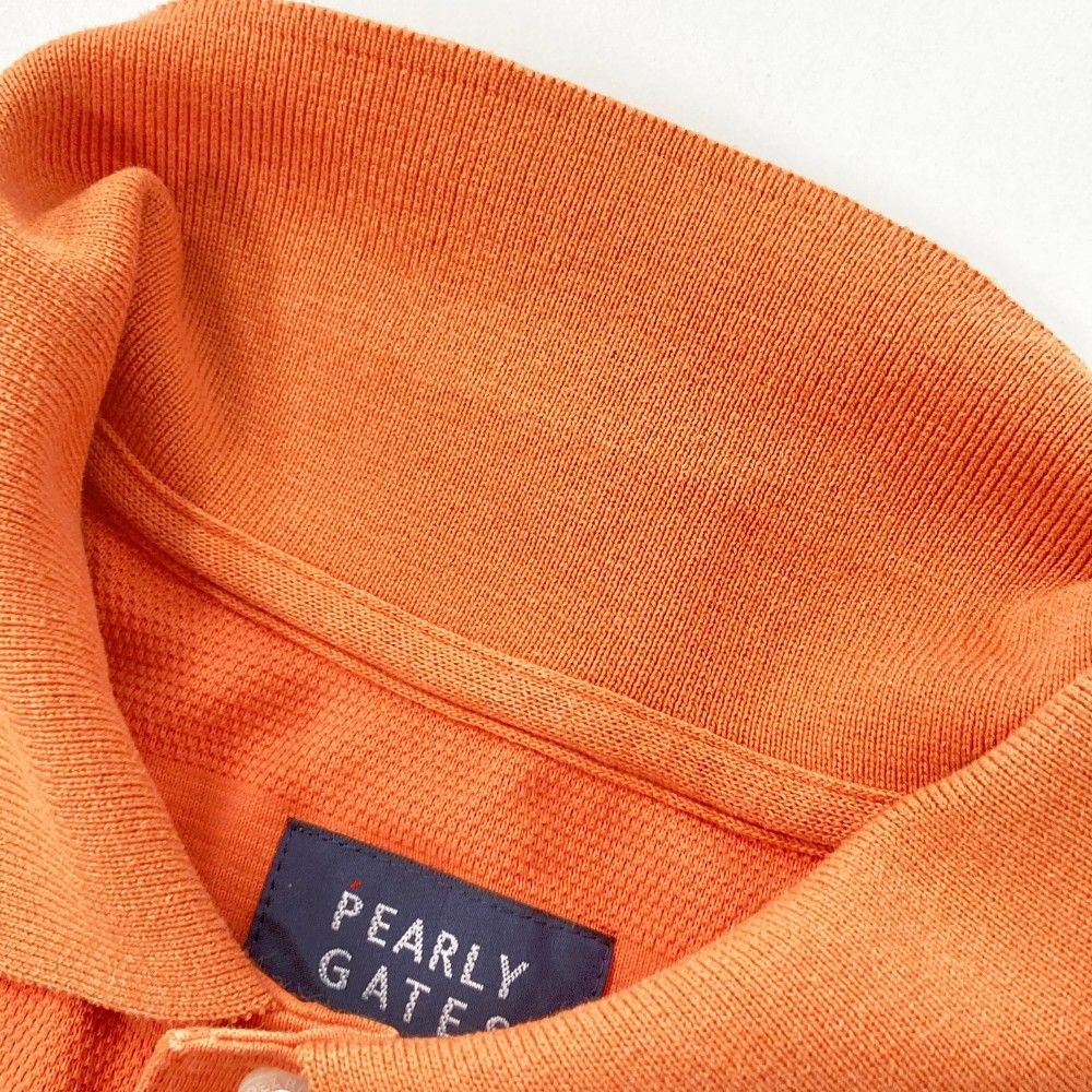 サイズ：5 PEARLY GATES パーリーゲイツ  半袖ポロシャツ ボーダー柄 オレンジ系 [240101455181] ゴルフウェア メンズ ストスト PEARLY GATES パーリーゲイツ 半袖ポロシャツ ボーダー柄