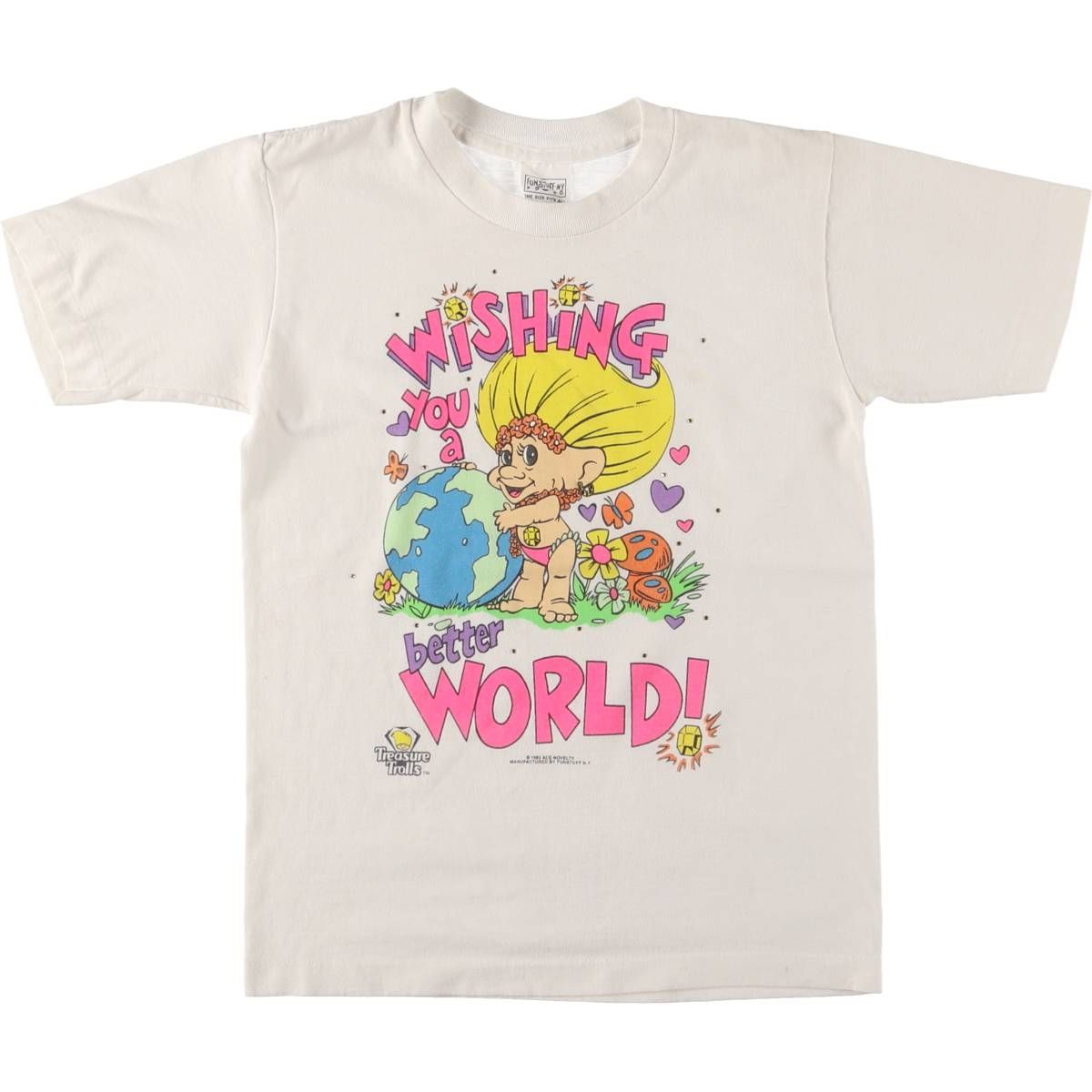 古着 90年代 FUN STUFF-N.Y. TROLL トロール ラインストーン付き キャラクタープリントTシャツ レディースS相当|eaa561326