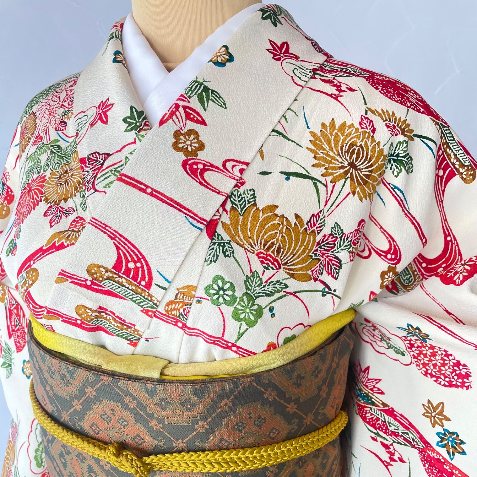 小紋 京友禅 紋意匠 南天模様 正絹 反物 小紋 京友禅 紋意匠 南天模様 正絹 反物 小紋 京友禅 南天模様 紋意匠