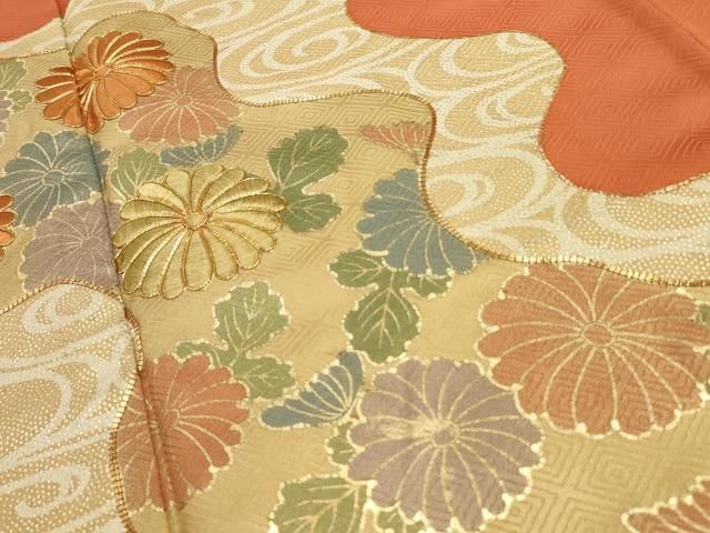 平和屋着物□豪華色留袖 駒刺繍 道長草花文 金彩 正絹 逸品 AAAU3409ru