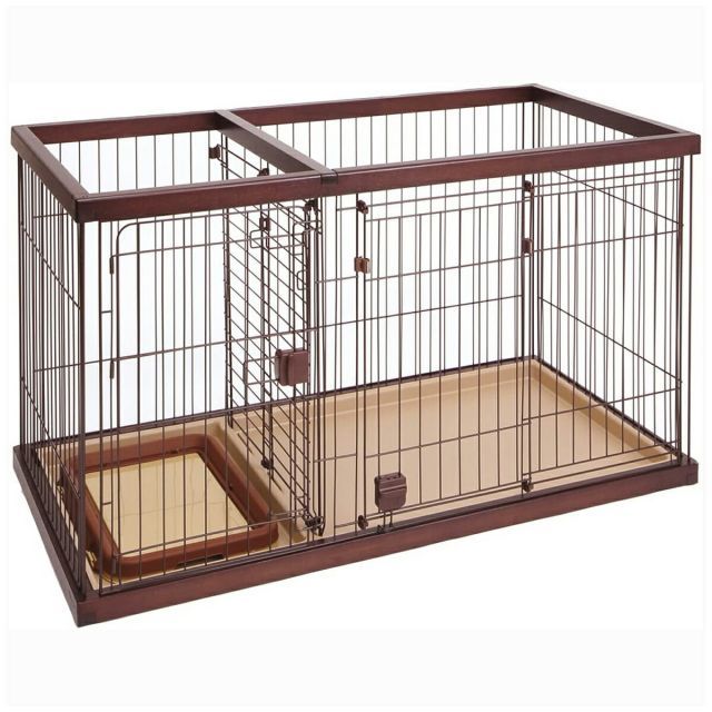 ペティオ Petio トイレのしつけが出来る ドッグルームサークル ブラウン レギュラー トイレ付 超小型犬-小型犬向き