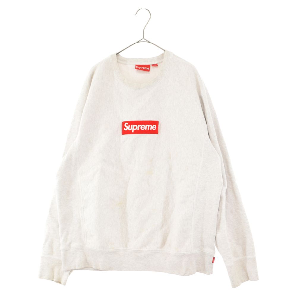 SUPREME (シュプリーム) 18AW Box Logo Crewneck Sweatshirt ボックスロゴクルーネックスウェットシャツ ロゴ刺繍 スウェットプルオーバートレーナー グレー - メルカリ