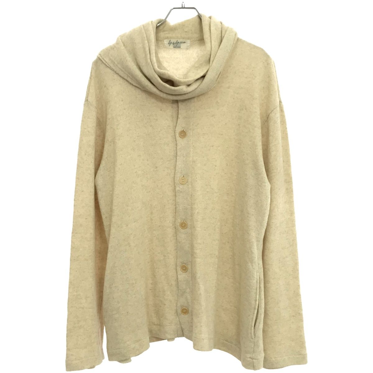 Yohji Yamamoto POUR HOMME ヨウジヤマモト プールオム 11AW ストール付きコットンリネンカーディガン HP-T32-078 アイボリー 3
