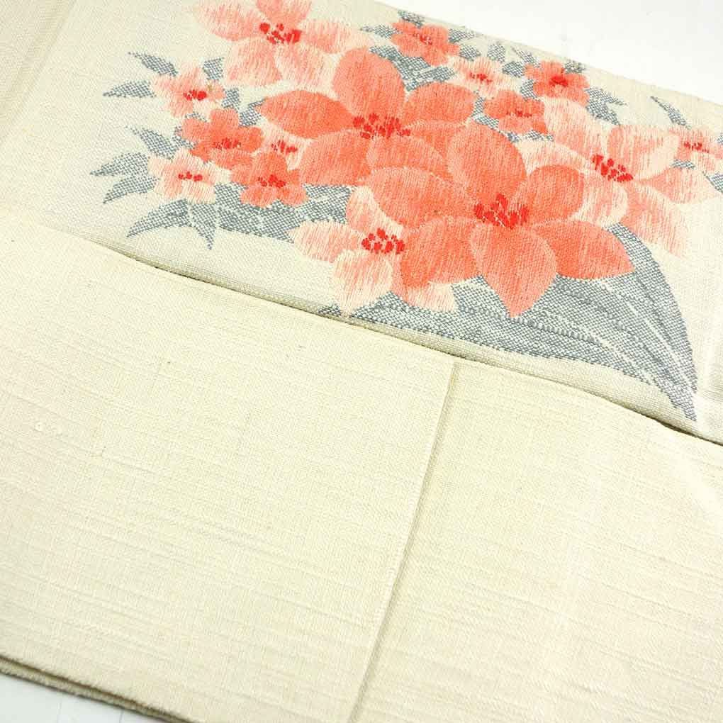 未使用品 名古屋帯博多織 唐草花 3m51cm オレンジ系 長さ3m51cm正絹 未使用品 名古屋帯博多織 唐草花 3m51cm オレンジ系 長さ3m51cm正絹