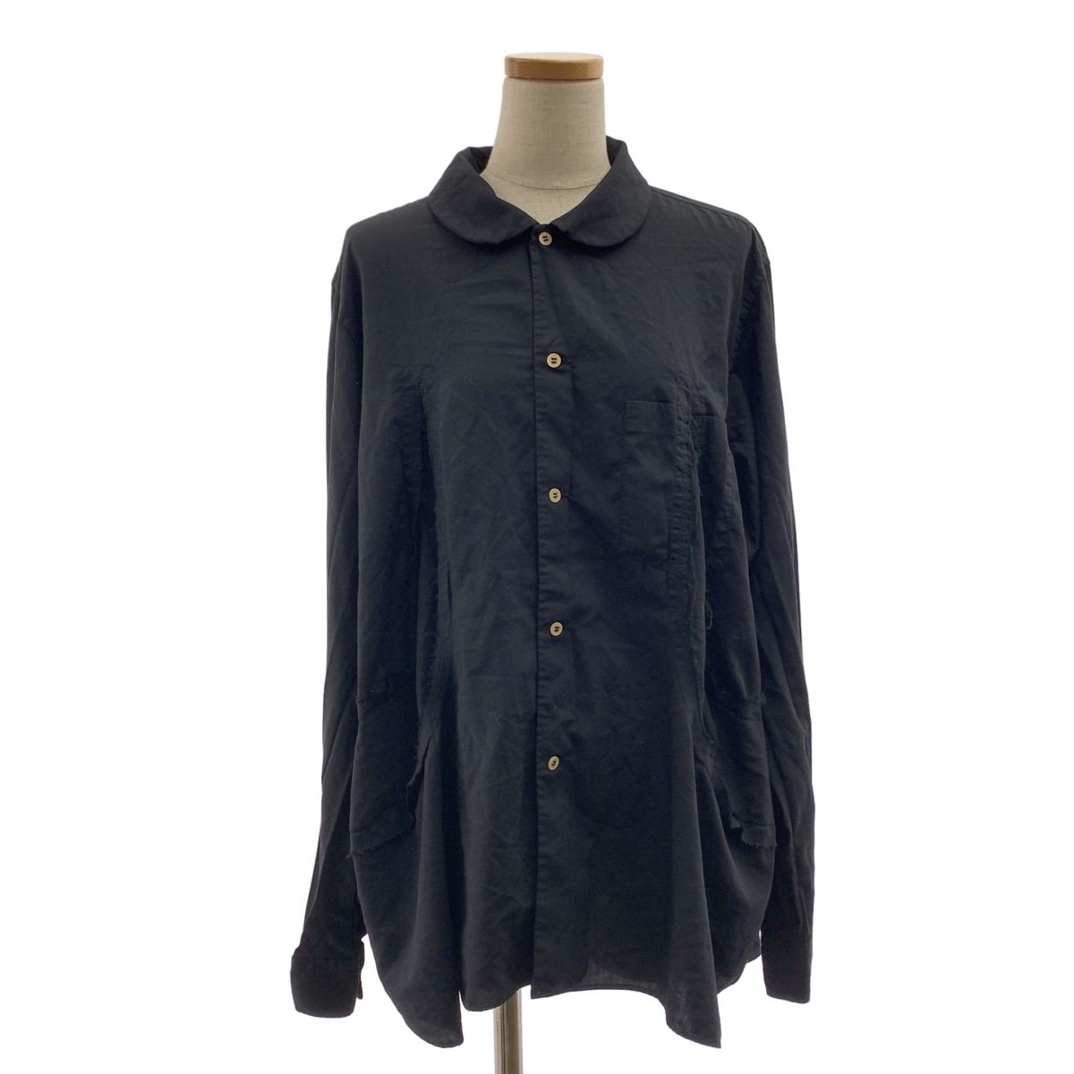 BLACK COMME des GARCONS | ブラックコムデギャルソン | AD2025 | ポリエステル 製品加工 カット オーバー シャツ | L | ブラック | メンズ