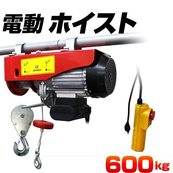 最大吊り上げ荷重600kg 家庭用 電動ウインチ 100V ホイスト 最大600kg 吊り上げ 吊り下げ クレーン ウインチ 電動ホイスト 家庭用ホイスト