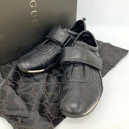 GUCCI レザーフック & ループスニーカー 124668 ベルクロ