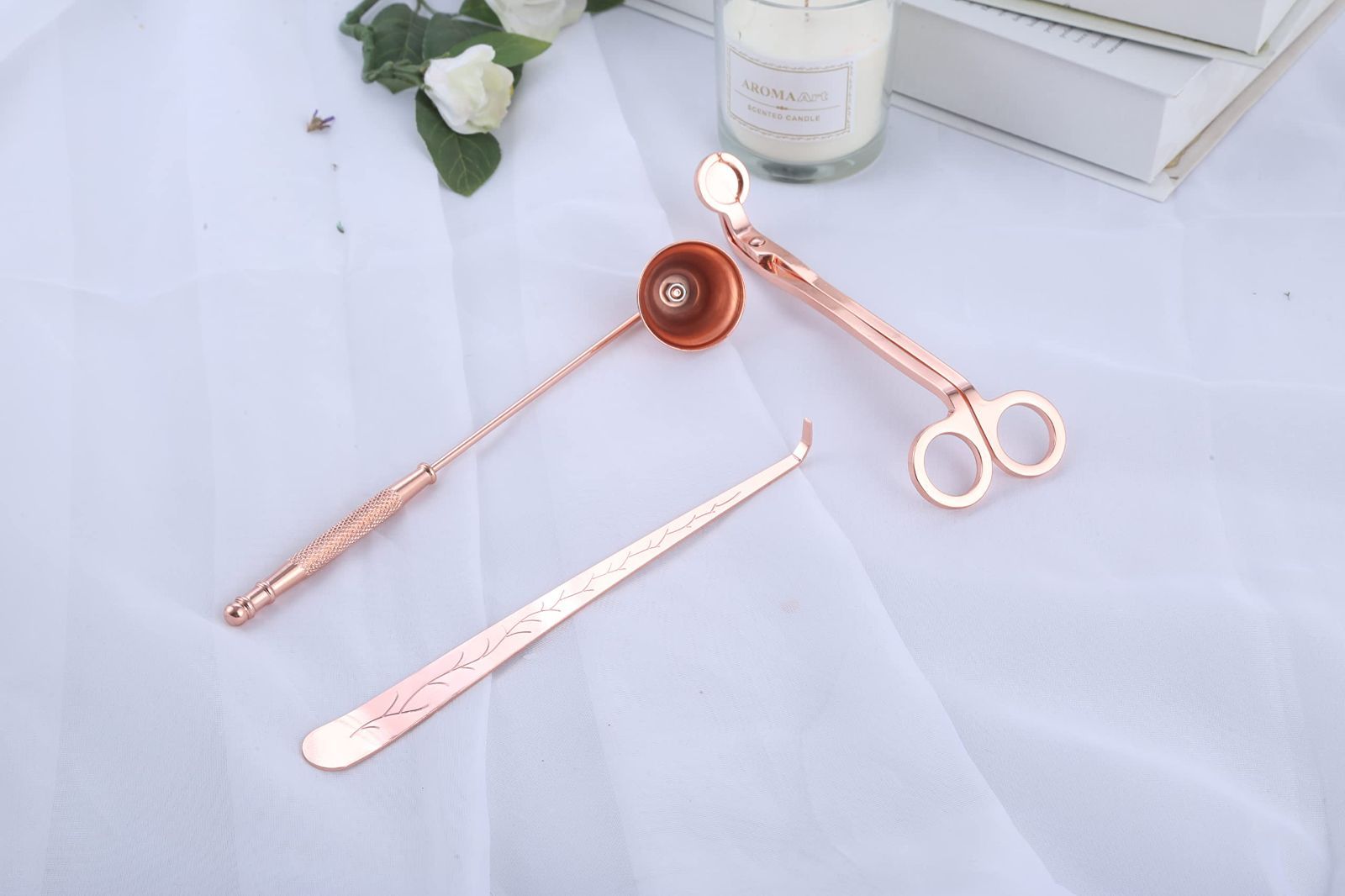 キャンドル消し キャンドル用芯 アロマランプ家庭用 ろうそく消 芯切り 仏壇用キャンドル キャンドル キャンドルトリマー 仏具 芯切りはさみ 火消しツール ろうそく火消し スナッファー 仏壇 Surieen 3点セット