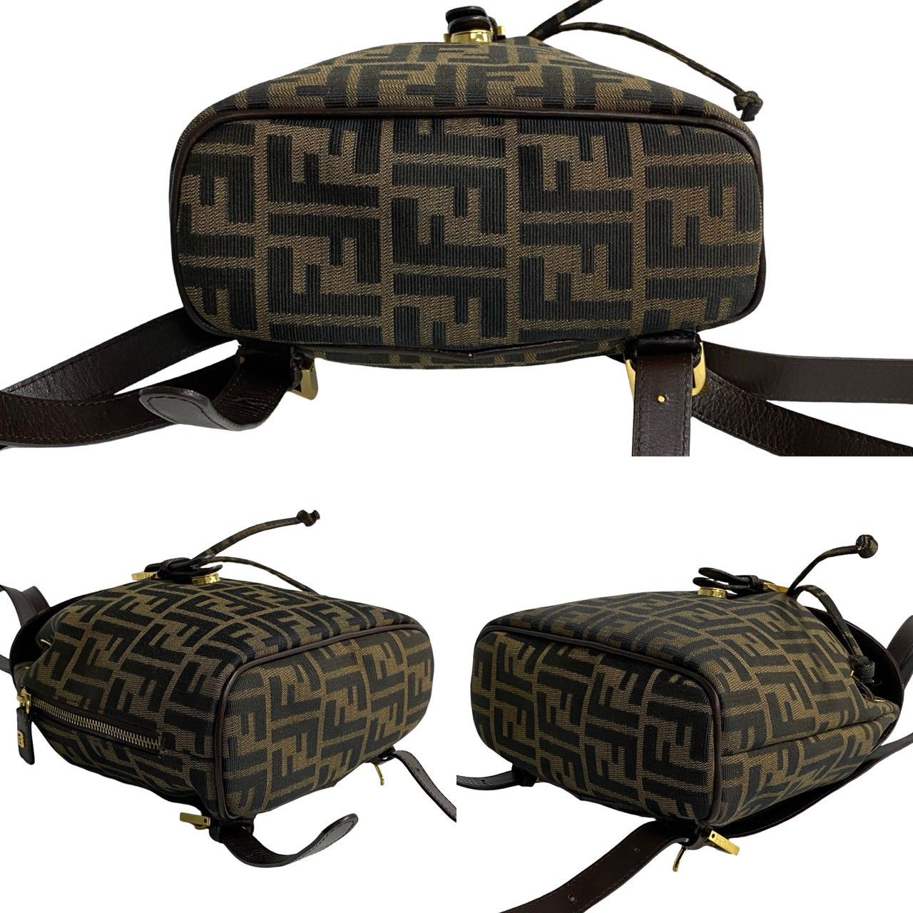 極 美品 希少品 FENDI フェンディ ズッカ FF ロゴ 柄 キャンバス