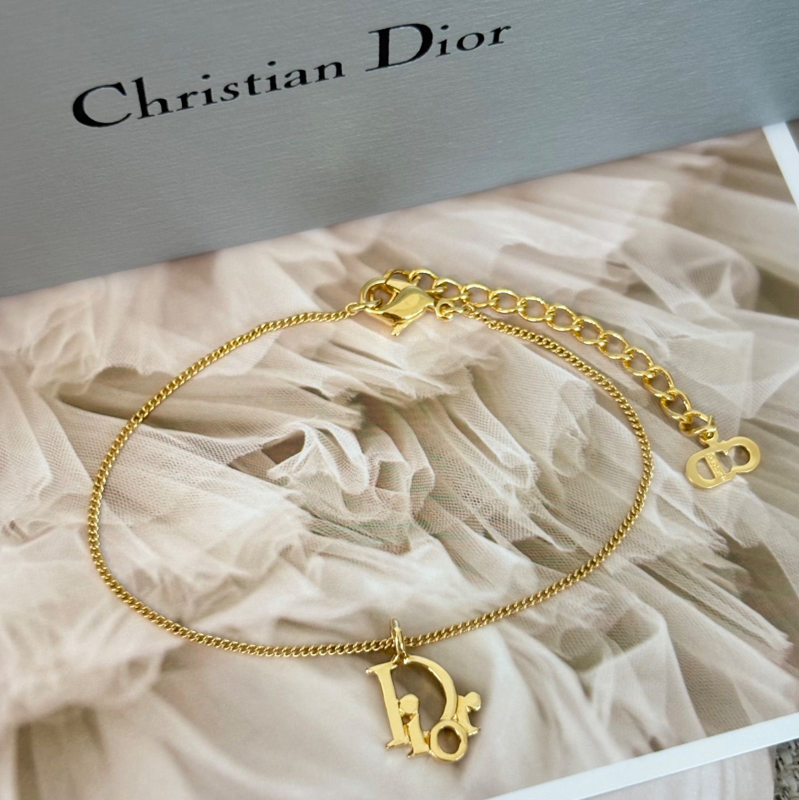 【美品】ディオール　ネックレス　アクセサリー　ゴールド　ブレスレット　金色 Christian Dior クリスチャンディオール ブレスレット ロゴ