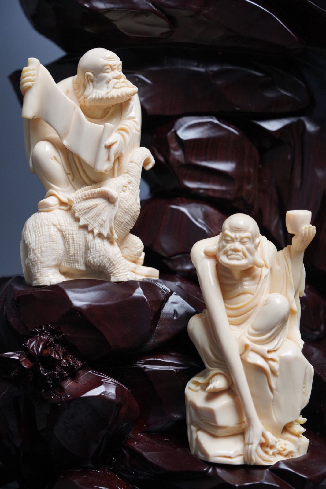 中国 手作り 弥勒仏像 マンモス牙-