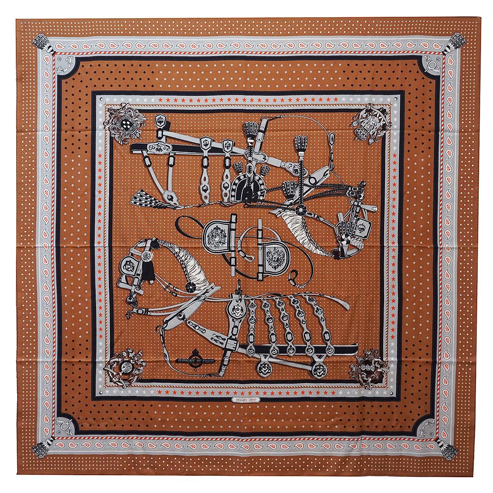 エルメス カレジェアン 140 Harnais de Cour Bandana 宮廷の馬具