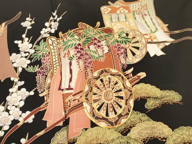 美品未着用 4点フルセット 正絹 駒刺繍 雪輪枝花文 たたき染め 金彩 訪問着 美品未着用 4点フルセット 正絹 駒刺繍 雪輪枝花文 たたき染め