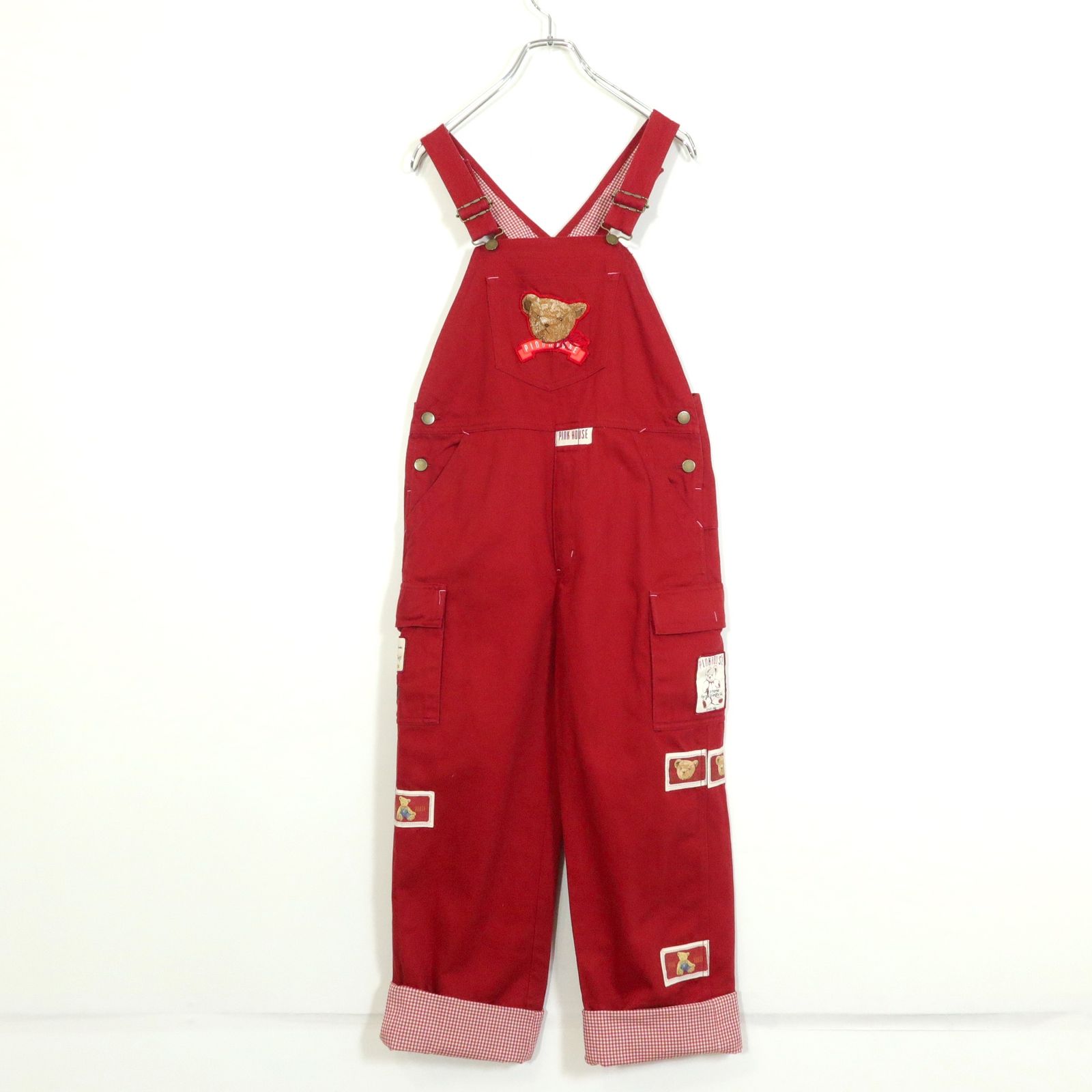 ピンクハウス☆オーバーオール デニム キッズ サイズL 赤系 クマの