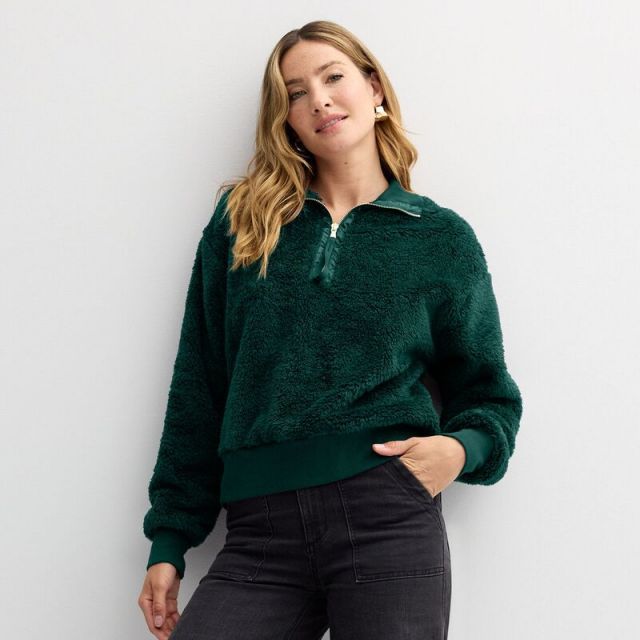 【送料無料】 ソノマ レディース ジャケット・ブルゾン アウター Women's Sonoma Goods For LifeR Cozy Quarter Zip Pullover Olympic Green