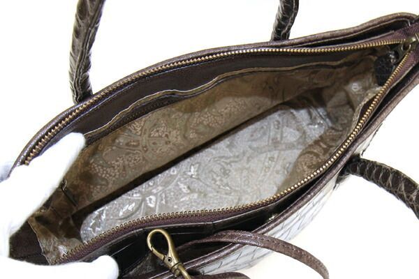 イビサ 2WAYハンドバッグ ダークブラウン 中古 ワニ - メルカリ 