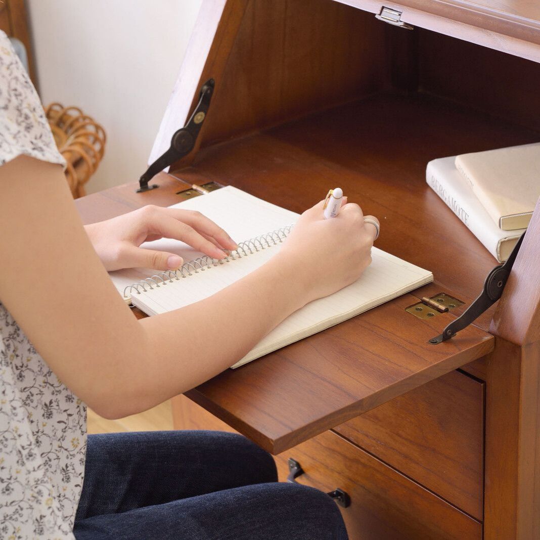 天然木 アンティーク調 ライティングチェスト 幅６０cm デスク ワークデスク MARWIL-DEMENAGEMENTS_CH