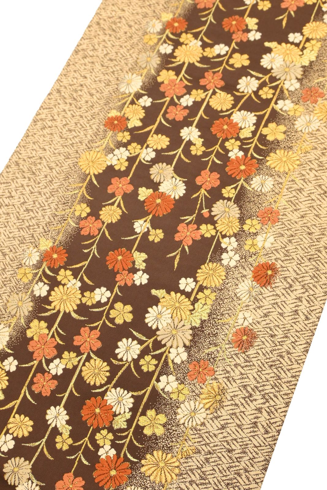 西陣織袋帯 袋帯】西陣織｜加納幸｜お仕立て上がり｜中古美品｜桜菊間道